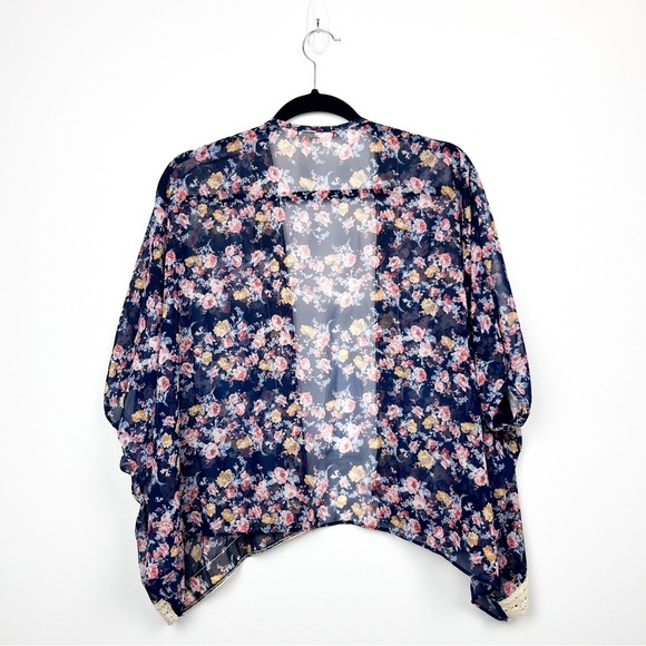Annianna Short Sleeve Sheer Blue Summer Kimono Cardigan - Picture 7 of 7